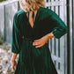 Drawstring V-Neck Tied Back Mini Dress