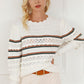 Openwork Striped Round Neck Sweater