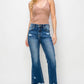 RISEN High Waist Raw Hem Flare Jeans