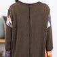 Plaid Exposed Seam Round Neck Sweatshirt
