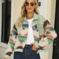 Printed Dropped Shoulder Long Sleeve Denim Jacket