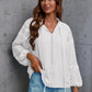 Crochet Tassel Tie Neck Long Sleeve Blouse