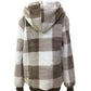 Plaid Half Zip Drawstring Hoodie
