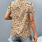 Animal Print V-Neck Petal Sleeve Blouse