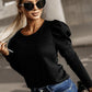 Round Neck Long Sleeve Blouse