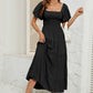 Smocked Square Neck Puff Sleeve Dress
