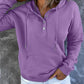 Half Snap Drawstring Long Sleeve Hoodie