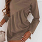 Ruched Round Neck Long Sleeve Dress