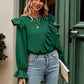 Ruffled Round Neck Long Sleeve Top