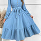 Swiss Dot Tie Front Ruffle Hem Dress