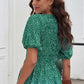 Smocked Balloon Sleeve Peplum Blouse
