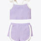 Baby Girl Contrast Trim Ribbed Cami and Shorts Set