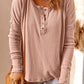 Waffle Knit Henley Long Sleeve Top