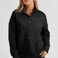 Half Sanp Drop Shoulder Long Sleeve Sweatshirt
