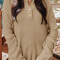 Waffle-Knit Dropped Shoulder Buttoned Sweater