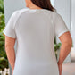 Plus Size Printed Contrast Round Neck Tee Shirt
