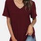 V-Neck Short Sleeve Slit T-Shirt