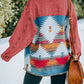 Dropped Shoulder Long Sleeve Printed Denim Jacket
