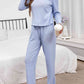 Round Neck Long Sleeve Top and Drawstring Pants Lounge Set