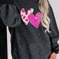 Heart Round Neck Dropped Shoulder Sweatshirt
