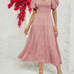 Smocked Square Neck Tiered Dress