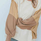 Color Block Exposed Seam Lantern Sleeve Sweatshirt