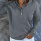Half Snap Drawstring Long Sleeve Hoodie