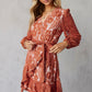 Pompom Trim Puff Sleeve Belted Lace Dress