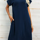 Scoop Neck Short Sleeve Pocket Dress