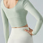 Halter Neck Long Sleeve Cropped Sports Top