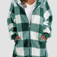 Plaid Zip Up Hooded Jacket with Pockets