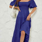 Smocked Square Neck Tiered Dress