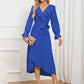 Surplice Tie Front Flounce Sleeve Dress