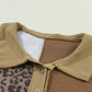 Half Button Leopard Collared Neck Blouse