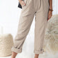 Paperbag Waist Pull-On Pants with Pockets