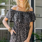 Leopard Off-Shoulder Romper with Pockets