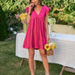 Textured V-Neck Flutter Sleeve Dress