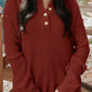 Waffle-Knit Dropped Shoulder Buttoned Sweater