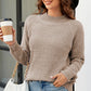 Waffle-Knit Round Neck Reglan Sleeve Sweater