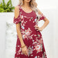 Floral Round Neck Cold-Shoulder Dress