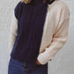 Cable-Knit Contrast Zip-Up Cardigan