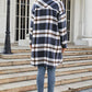 Plaid Button Up Collared Neck Coat with Pockets