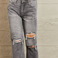 BAYEAS Mid Rise Distressed Cropped Dad Jeans