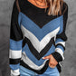 Eyelet Color Block Long Sleeve Sweater