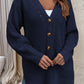 V-Neck Openwork Long Sleeve Cardigan