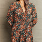Printed Surplice Neck Long Sleeve Dress